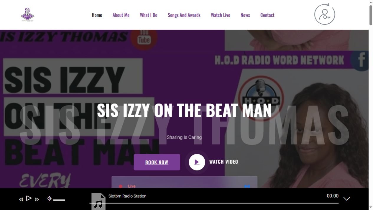 Sis Izzy on the Beat Man website screenshot